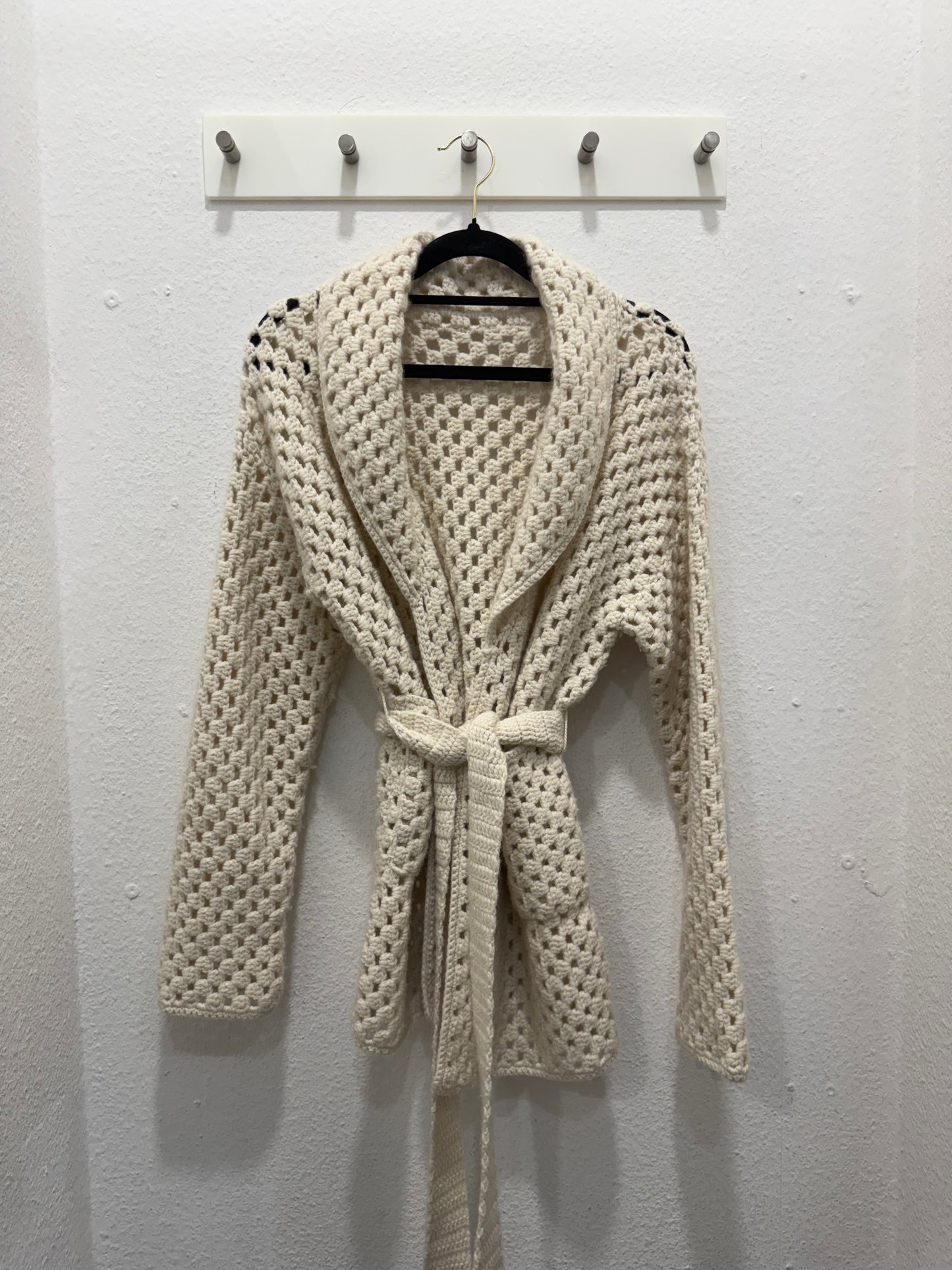 Wollcardigan mit Bindegürtel
