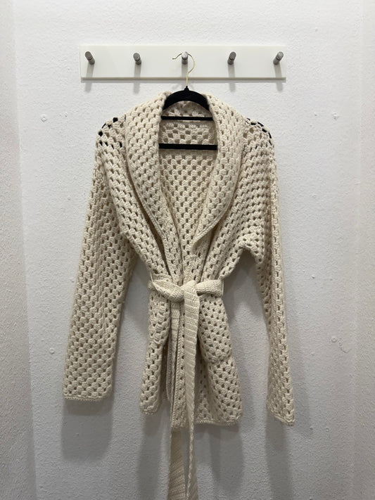 Wollcardigan mit Bindegürtel